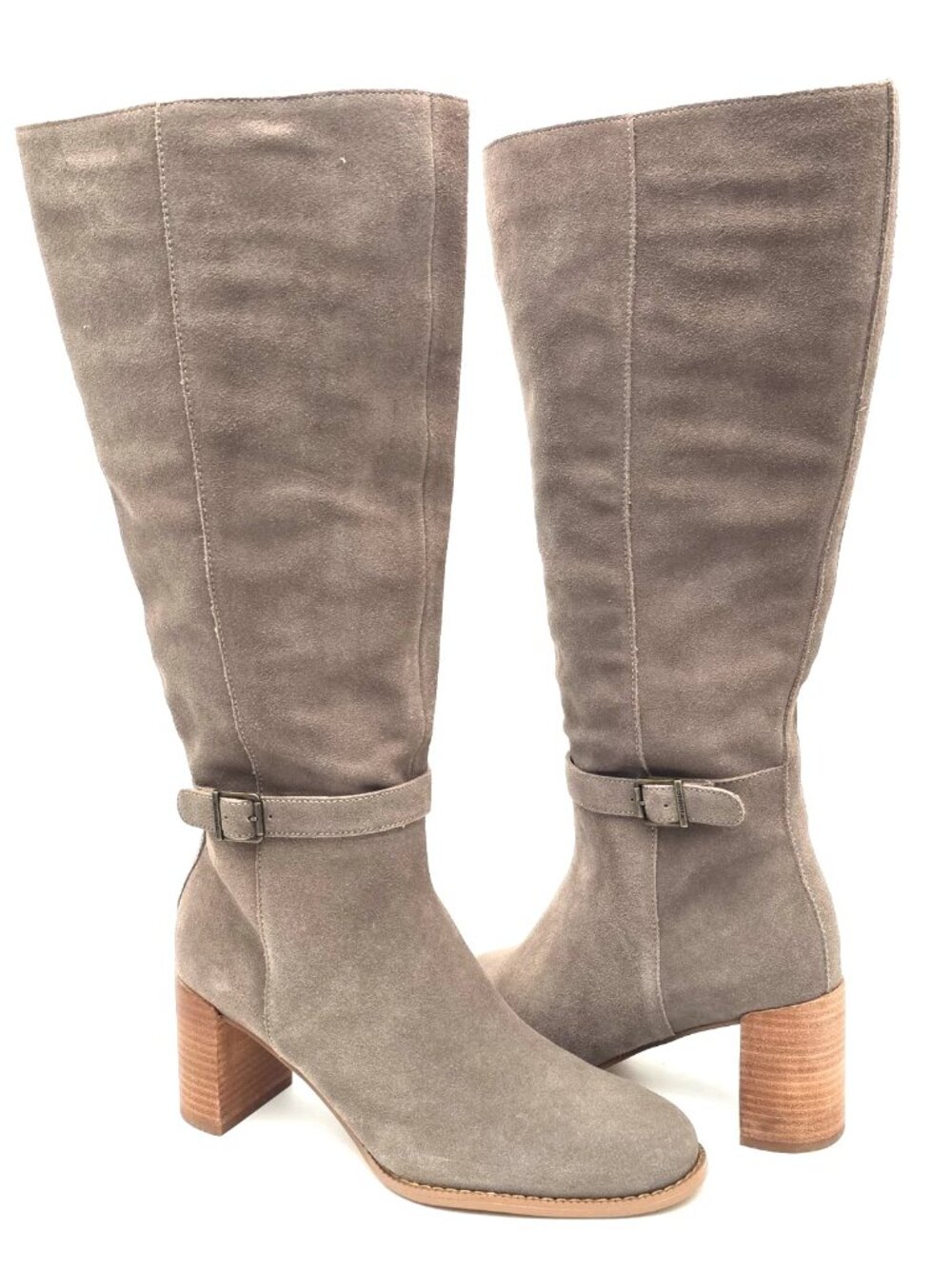 Vionic Valora Stone Suede Knee High Side Zippered Boots Women's Size 8.5